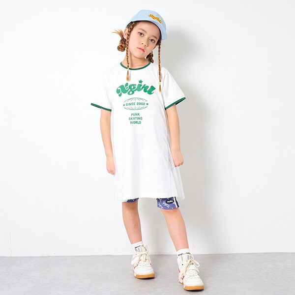 配色ロゴサイドメッシュワンピース