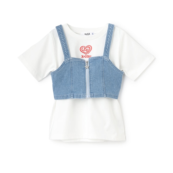 デニムビスチェ&半袖Tシャツセット