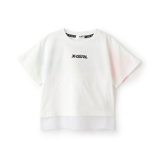 カラフルロゴメッシュ切替半袖Tシャツ