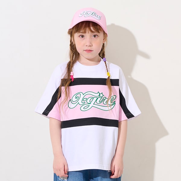 配色切替ロゴアップリケ半袖Tシャツ