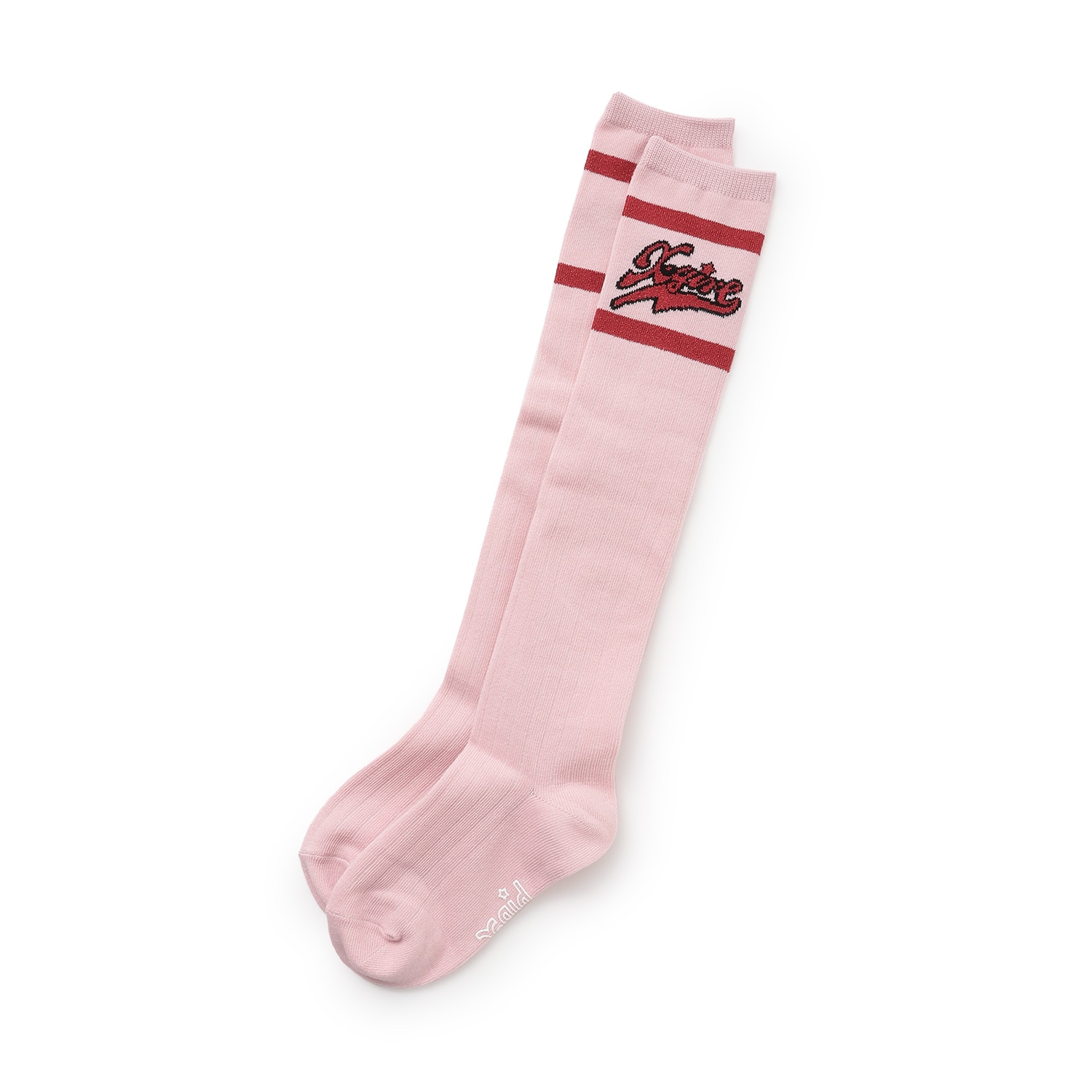 ラメラインニーハイソックス(13-15cm ピンク): キッズ
