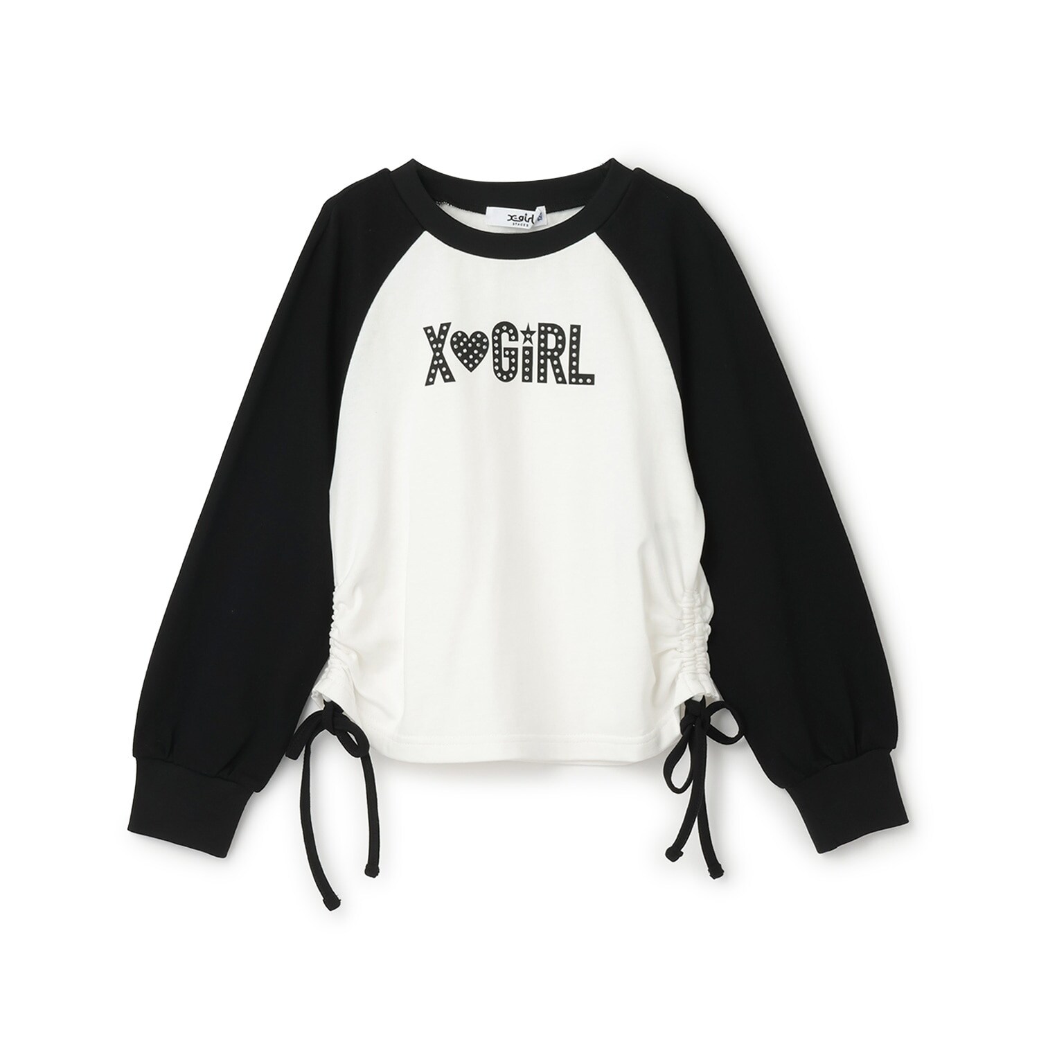 スタッズ& ラインストーンロゴラグラン長袖Tシャツ