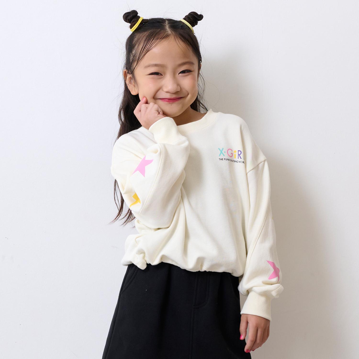 カラフルバックロゴプリント 切替トレーナー(90cm アイボリー): キッズ