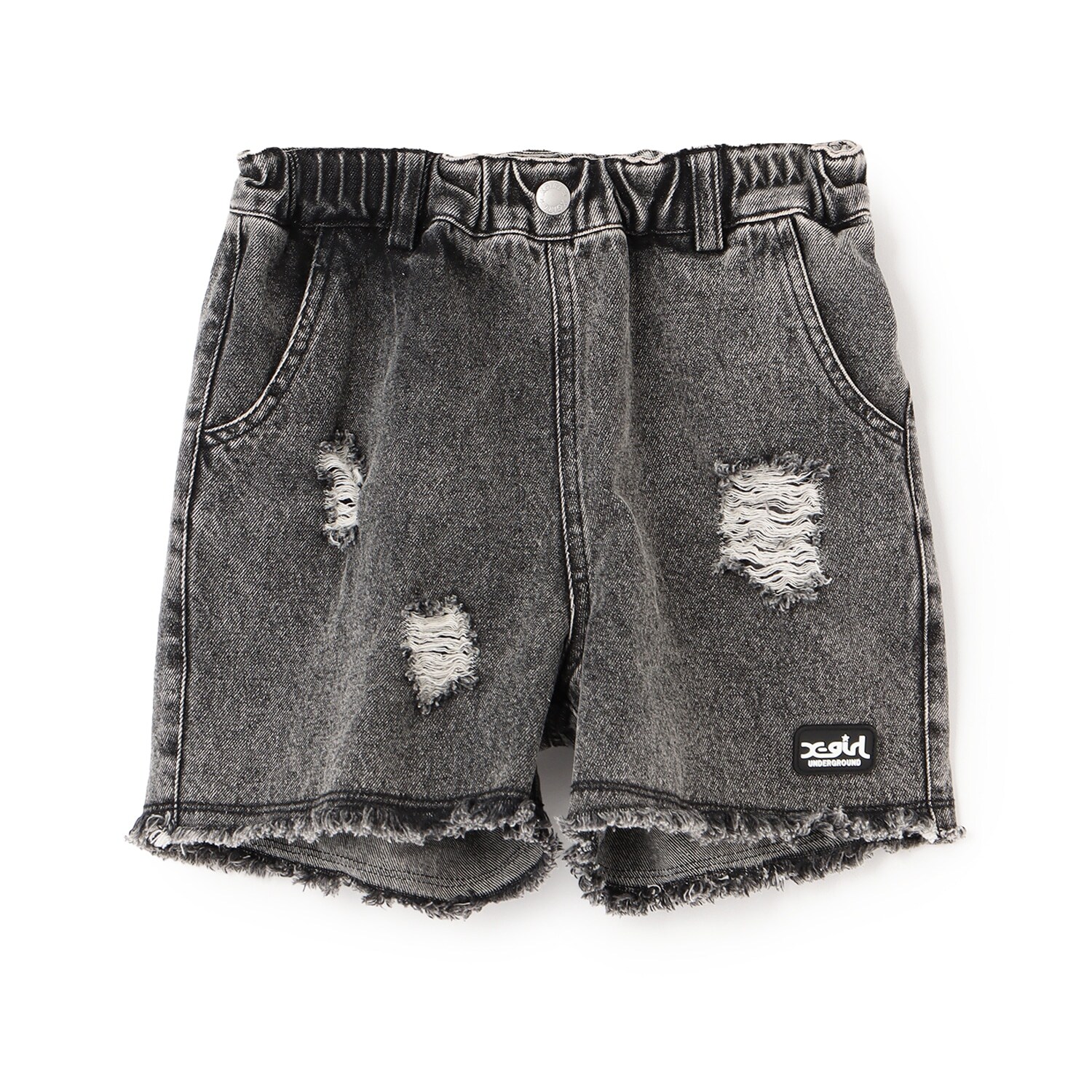 バックロゴ クラッシュデニムショートパンツ