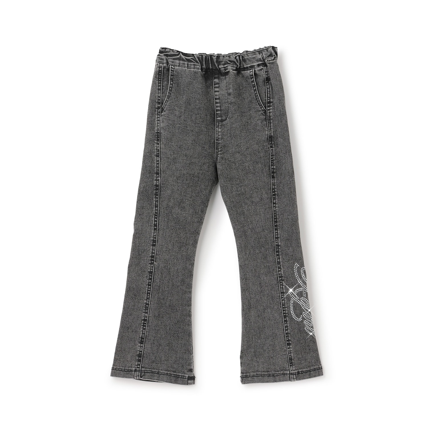ラインストーンロゴ フレアデニムパンツ