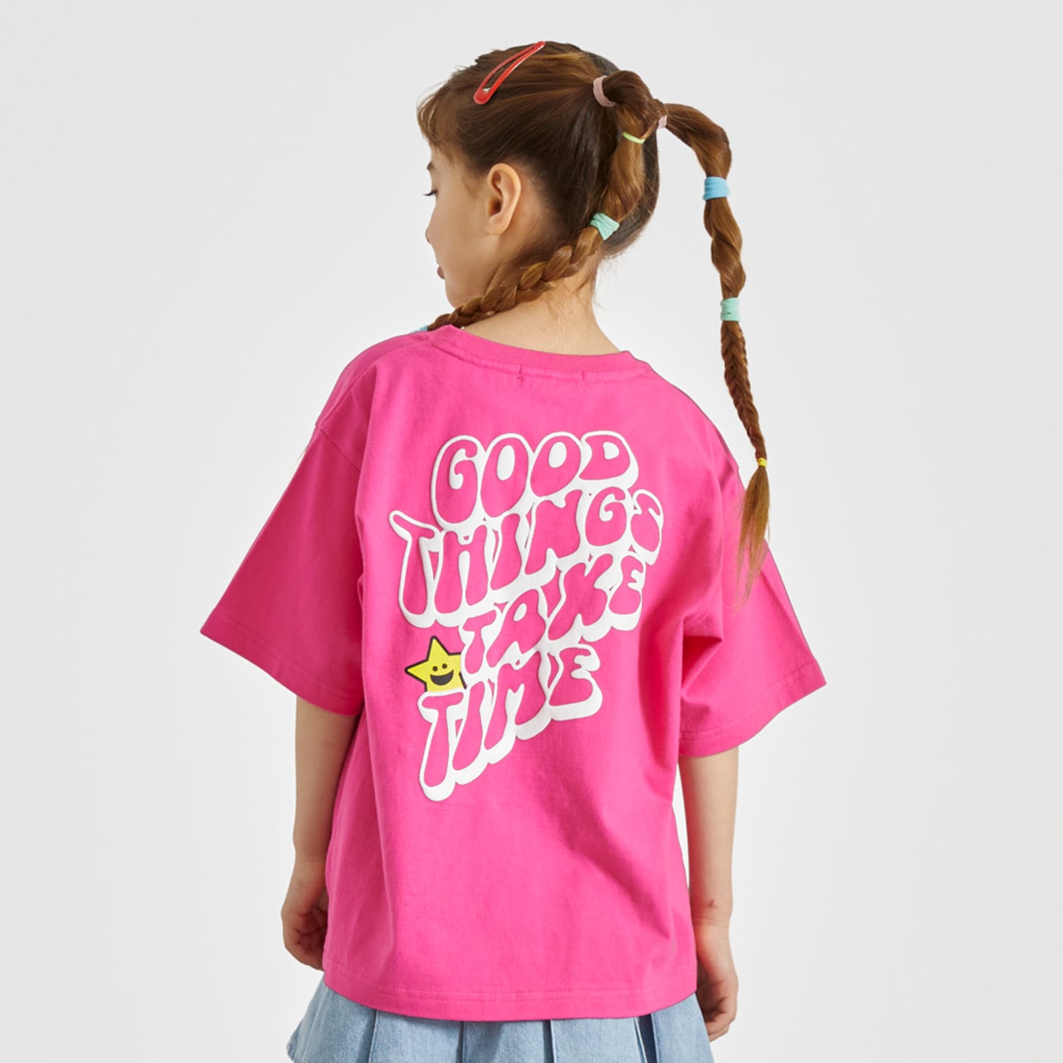 キラッキー+メッセージロゴ バックプリント半袖Tシャツ