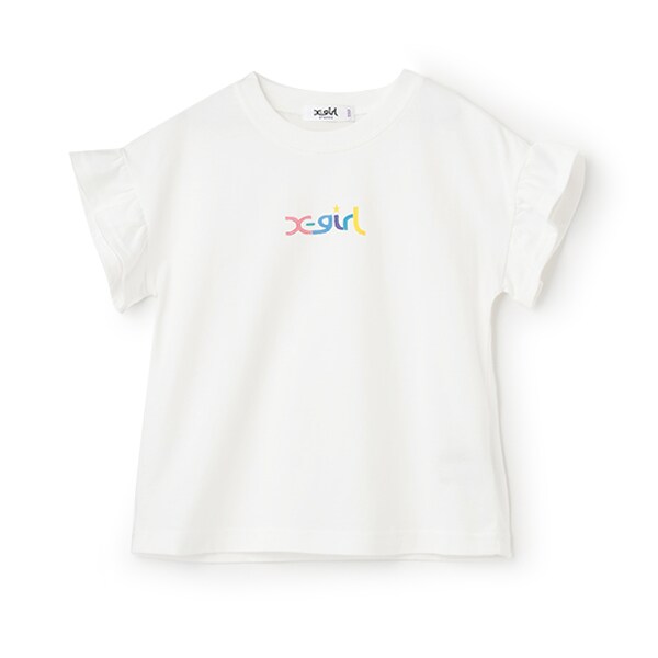 【人気商品再入荷】【直営店で取り扱い無し】袖フリル落書ロゴ半袖Tシャツ