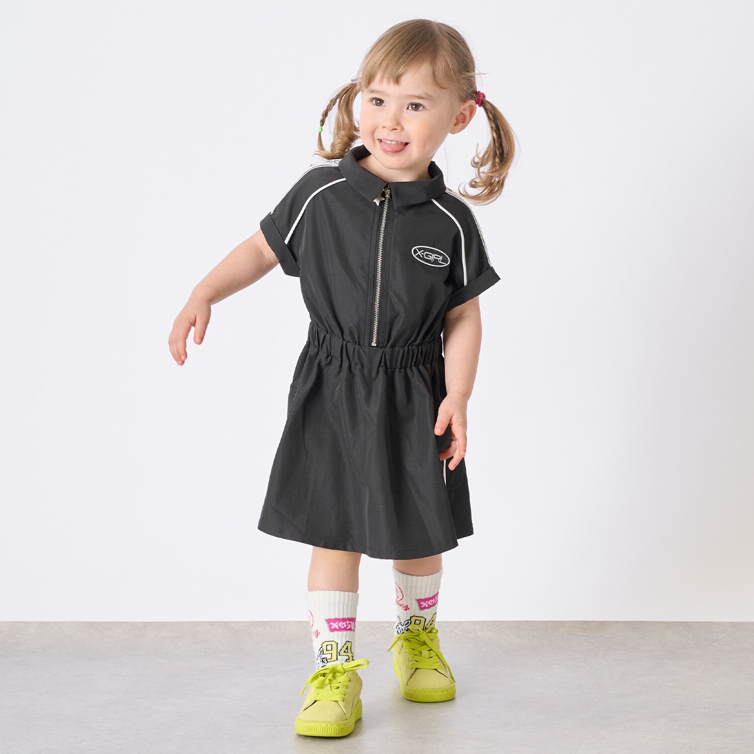 肩ロゴラインカーゴ半袖ワンピース