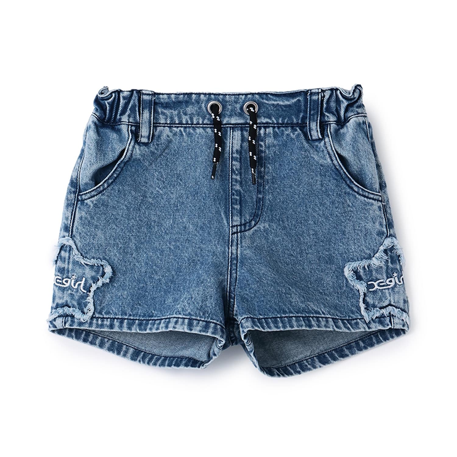 星パッチ デニムショートパンツ