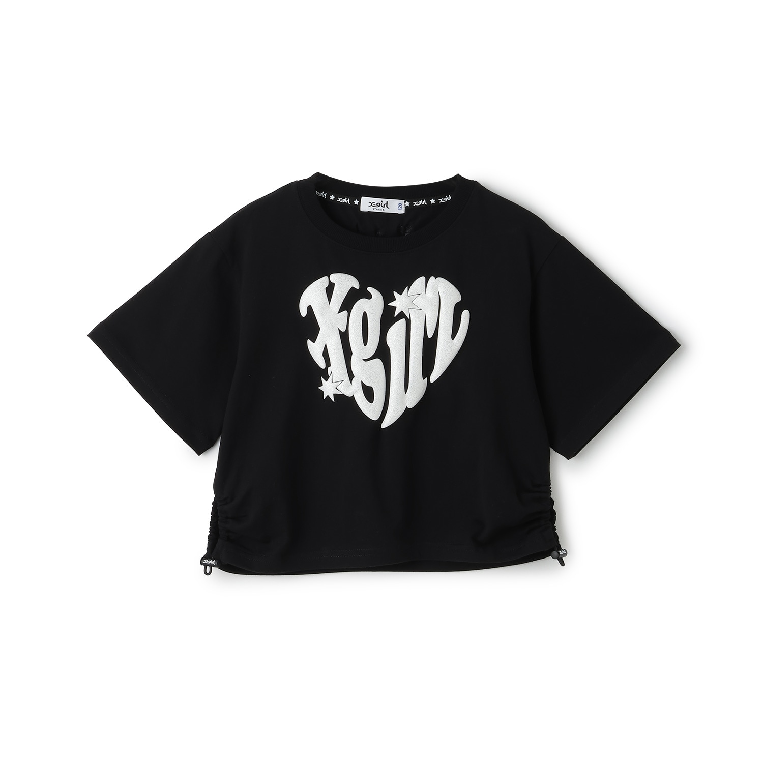 【接触冷感】発泡ハートロゴプリント シャーリング半袖Tシャツ