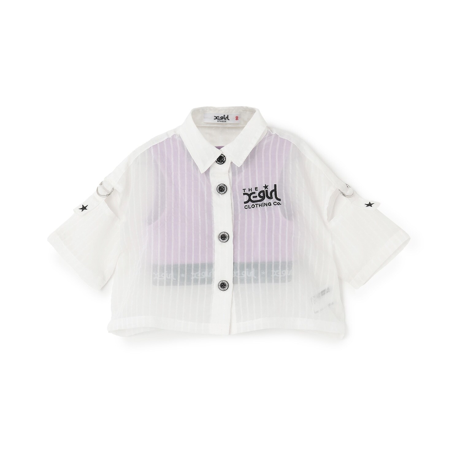 肩あきシアーシャツ+テレコショートタンク セット