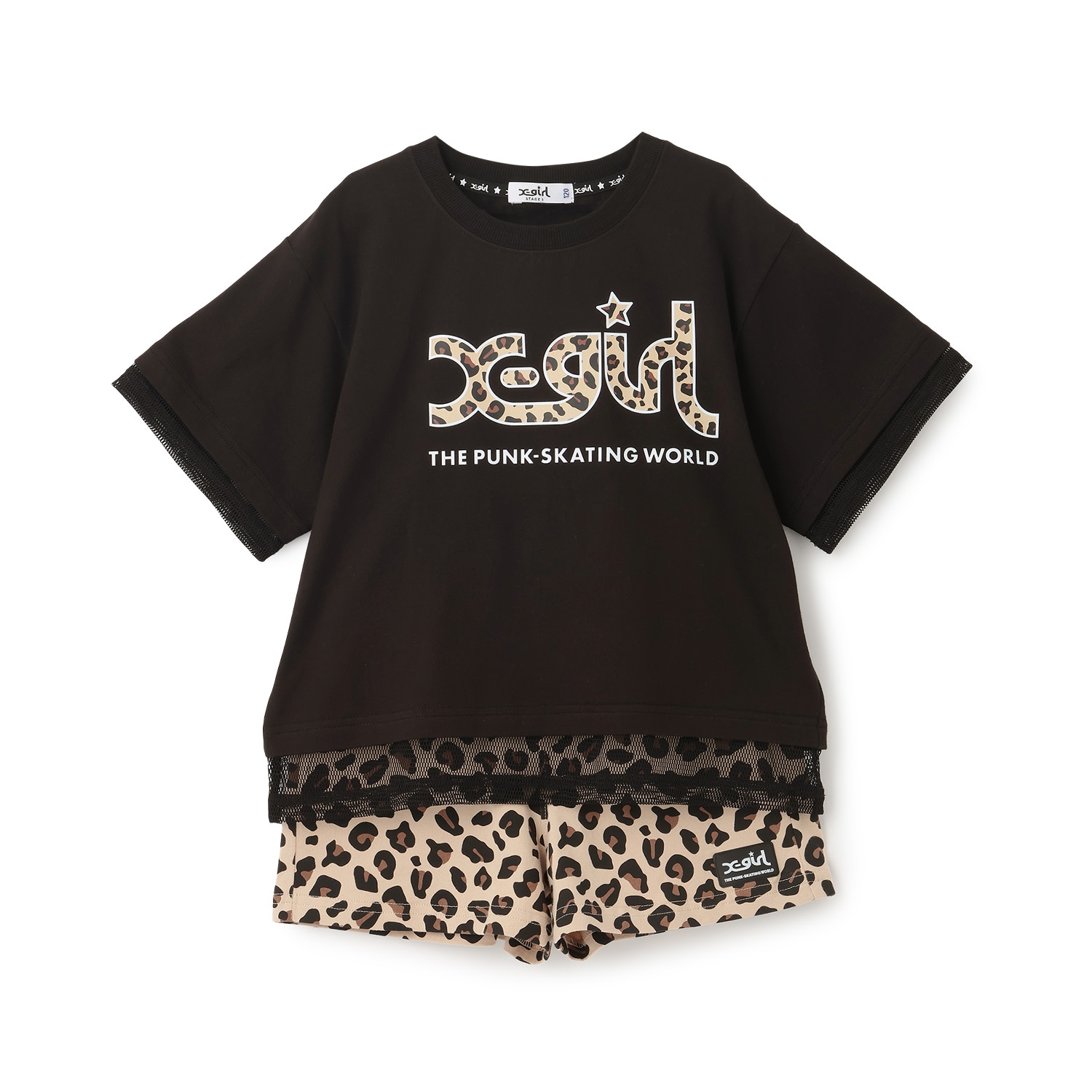 メッシュロゴ半袖Tシャツ+総柄ショートパンツ セット