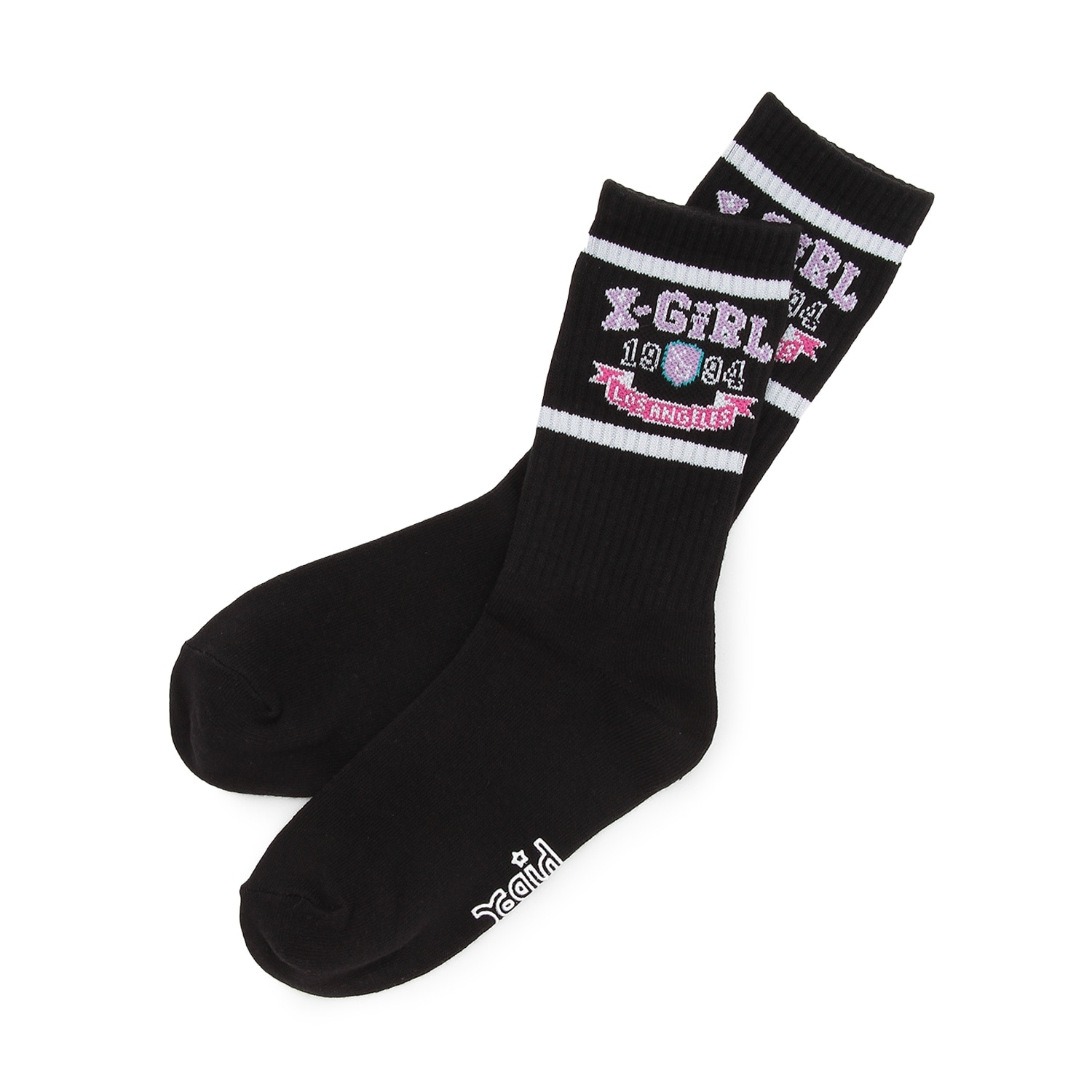 エンブレムロゴライン リブクルーソックス