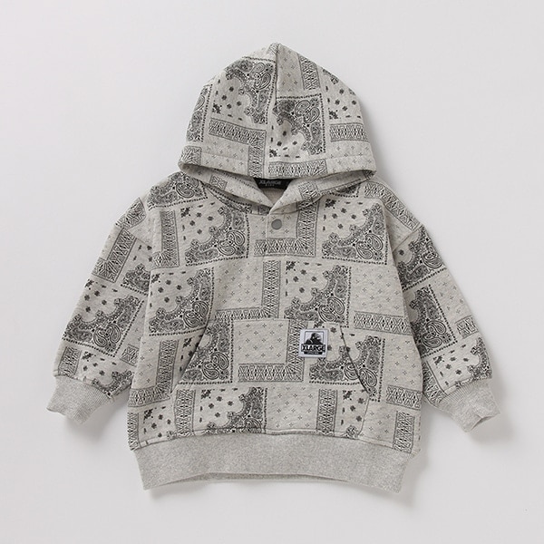 裏毛 ペイズリー柄ビッグシルエットパーカー