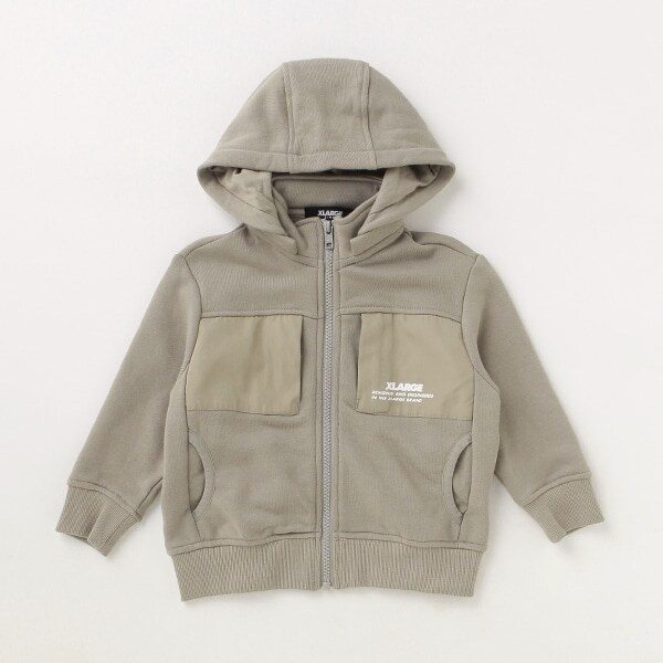 異素材ポケットジップパーカ
