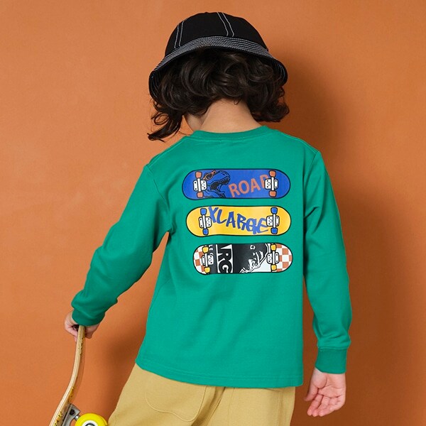 スケボーモチーフ長袖Tシャツ