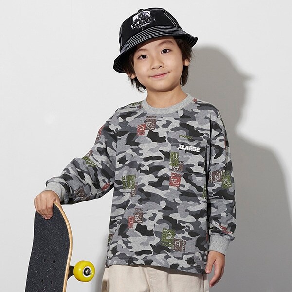 【WEB限定】カモフラスタンプ長袖Tシャツ