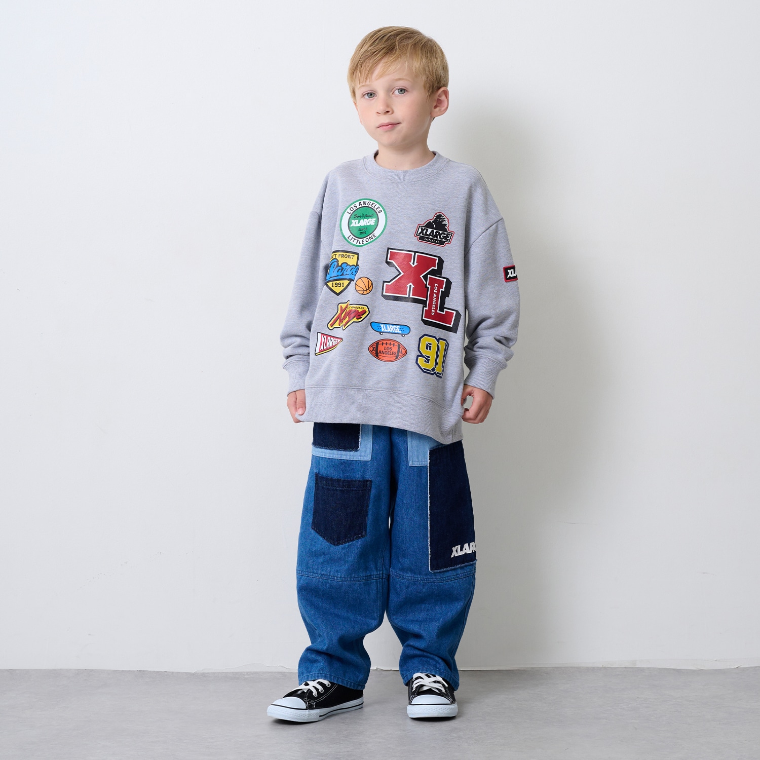 パッチワークデニムパンツ(90cm ブルー): キッズ - ナルミヤ