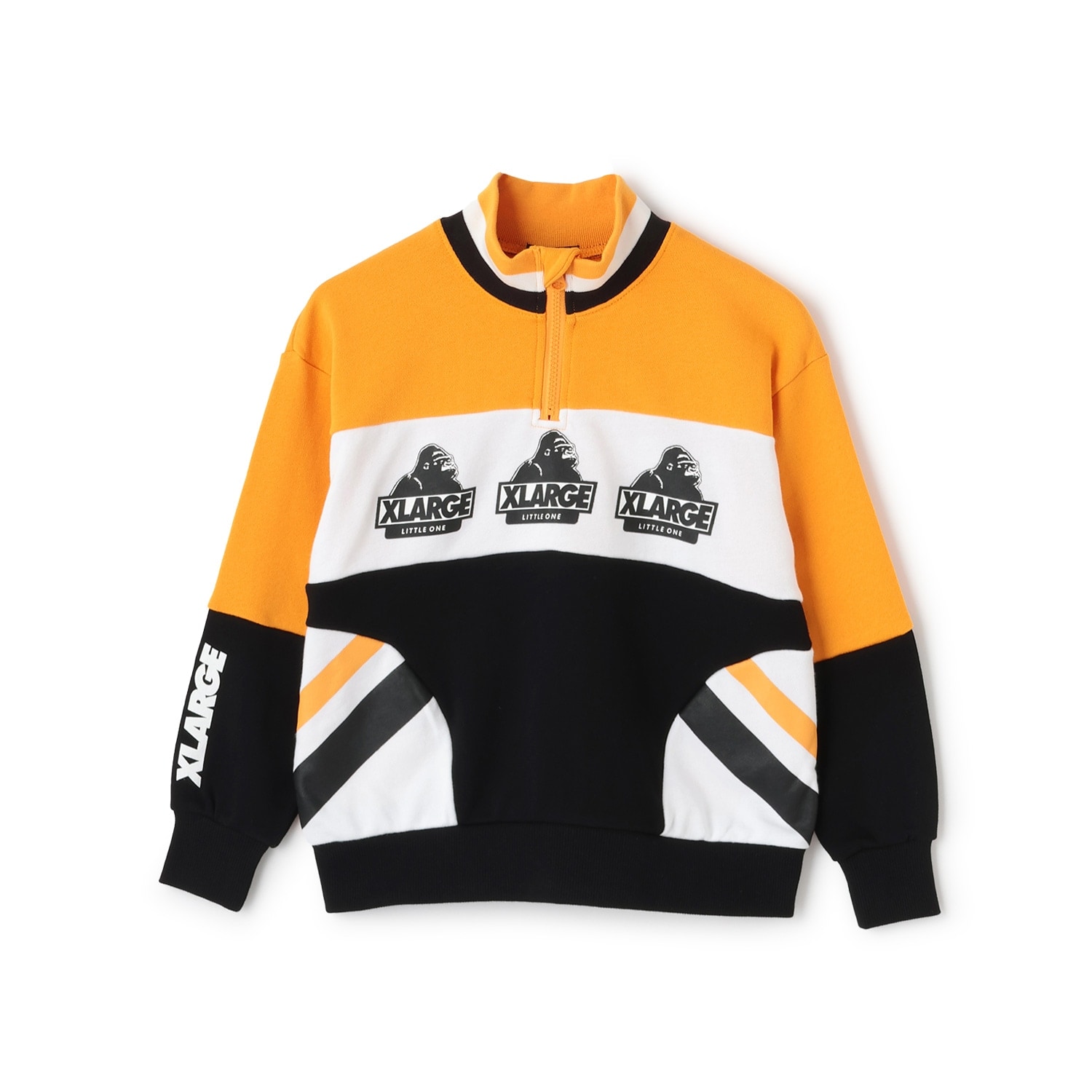 赤とベージュのトラック PLAY ME カラーブロックハーフジップトレーナー(90cm 赤): キッズ