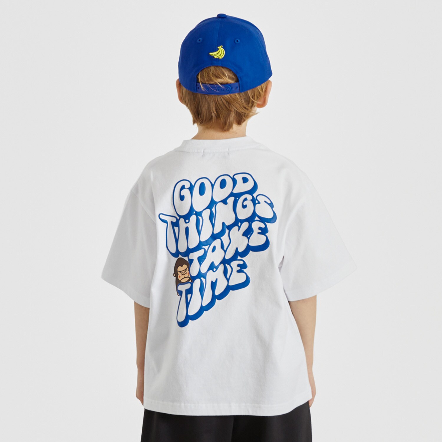 ファニーゴリラ+メッセージロゴ バックプリント半袖Tシャツ