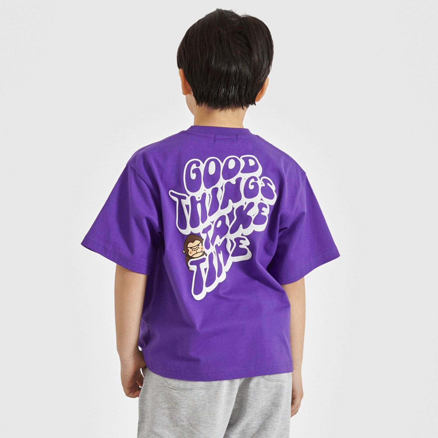 ファニーゴリラ+メッセージロゴ バックプリント半袖Tシャツ