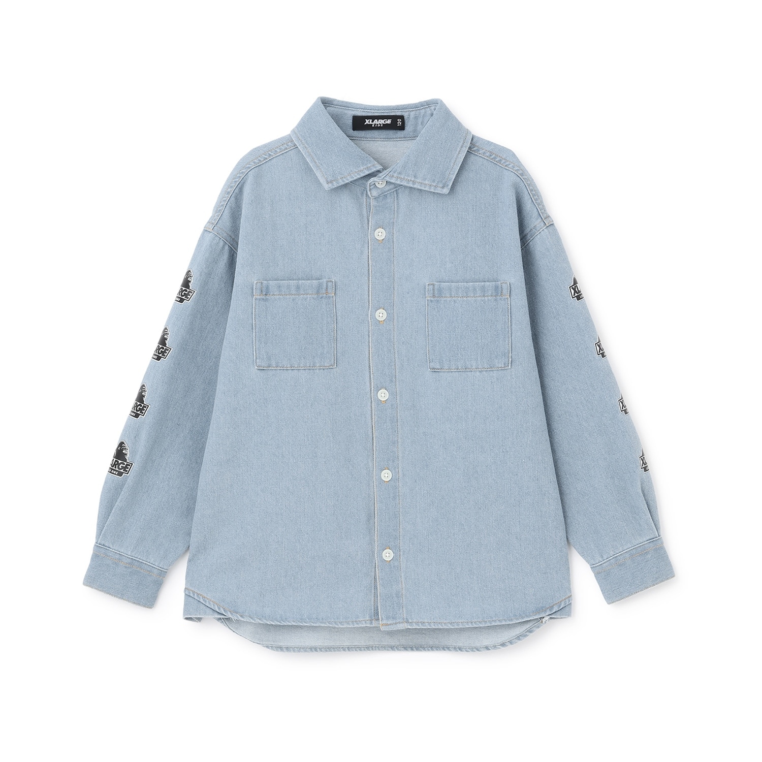 パッチロゴデニム長袖シャツ