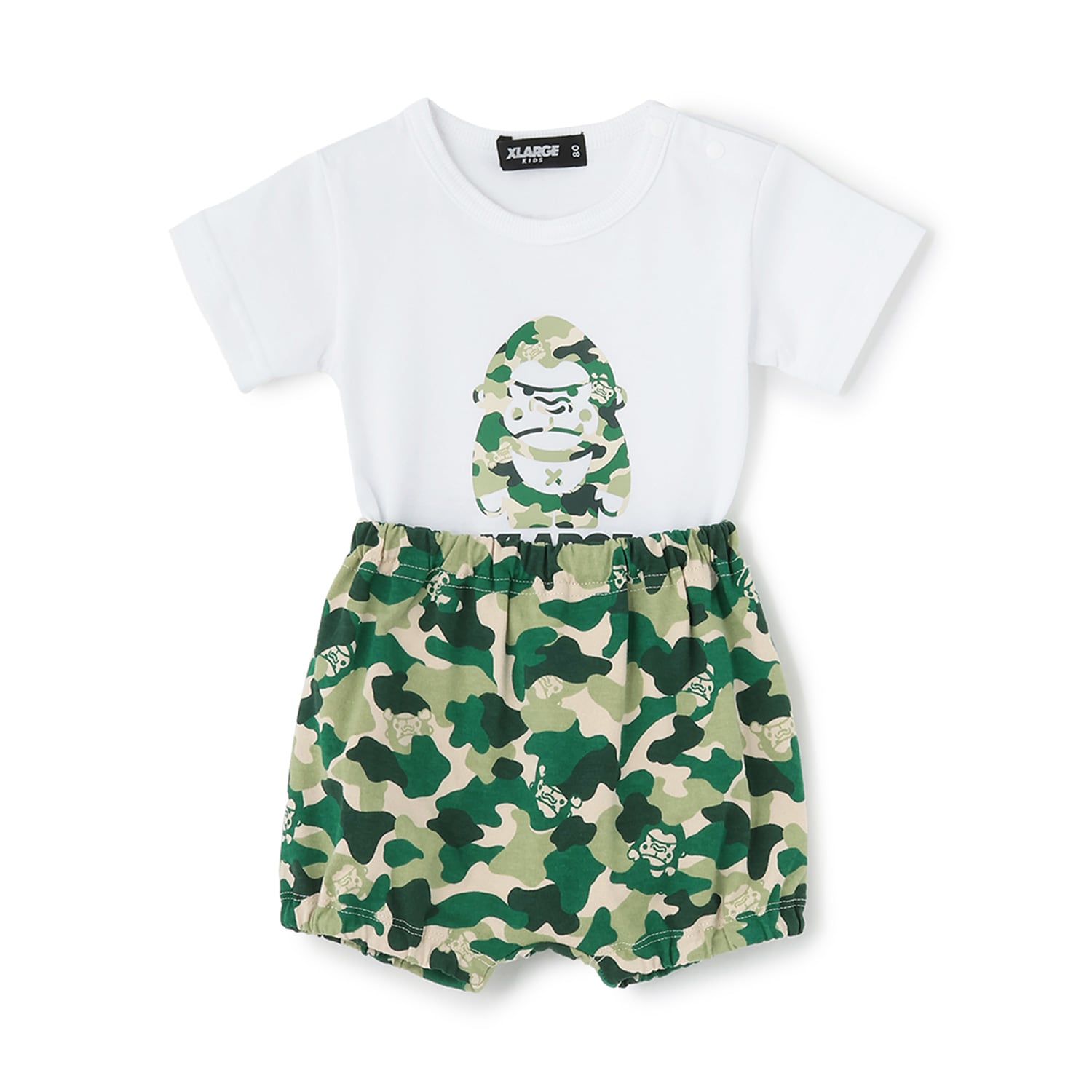 ファニーゴリラカモ総柄 ベビー半袖セットアップ