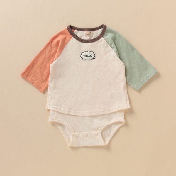NARUMIYA ONLINE｜ナルミヤ オンラインの公式通販サイト袖配色ラグランTシャツドッキングカバーオール(70 アイボリー): 新生児