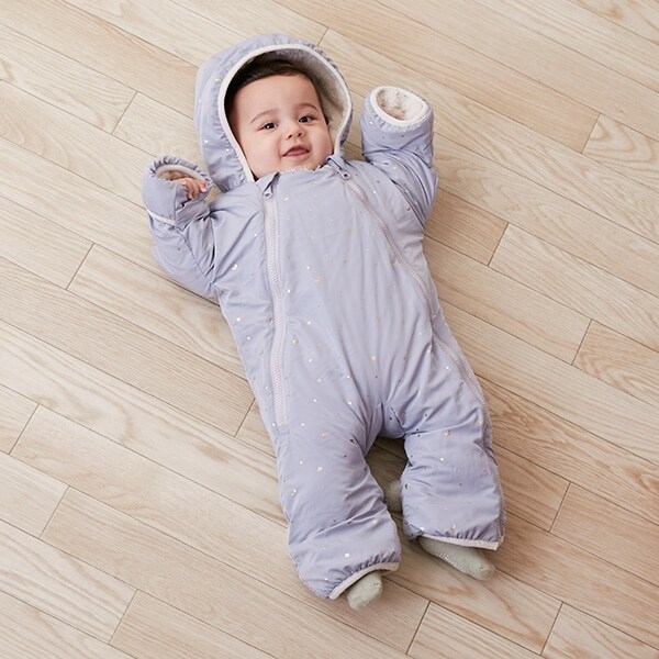 抗菌防臭】リバーシブルジャンプスーツ(70cm ライト グレー): 新生児