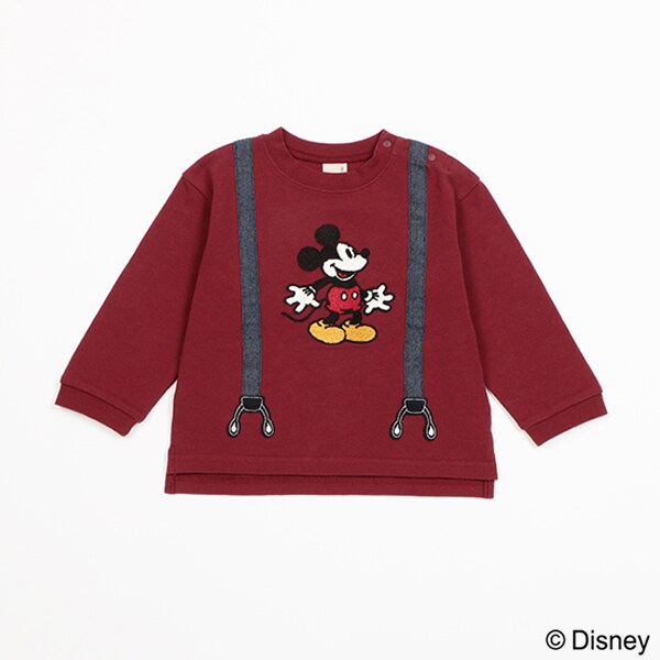 Disney】ミッキー/サスペンダーロンT(80cm 紺): キッズ