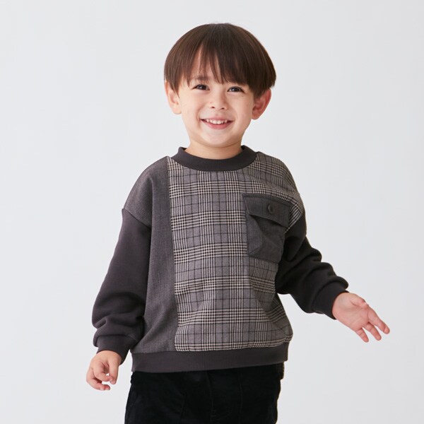 ラッキー様　スウェット　トレーナー　ノバチェック　子供　130 RAT EFFECT 子供服 男の子 裏起毛 ポケット付きバックロゴ