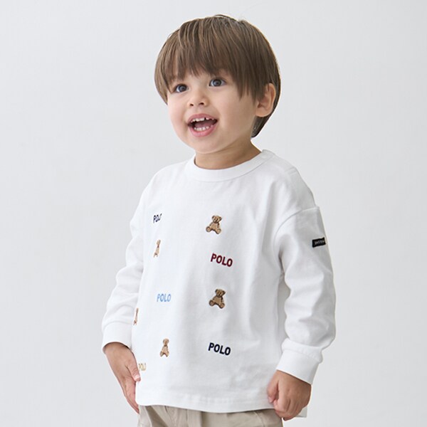 【POLO BCS】くまロゴ刺しゅう長袖Tシャツ