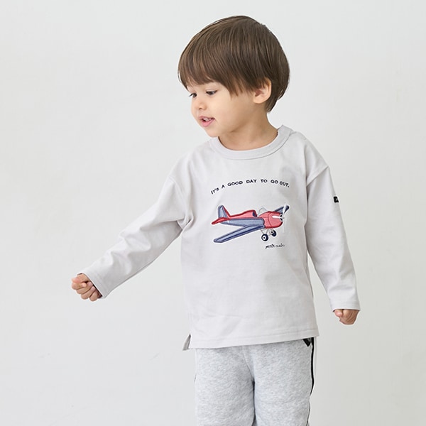 乗り物アップリケ長袖Tシャツ