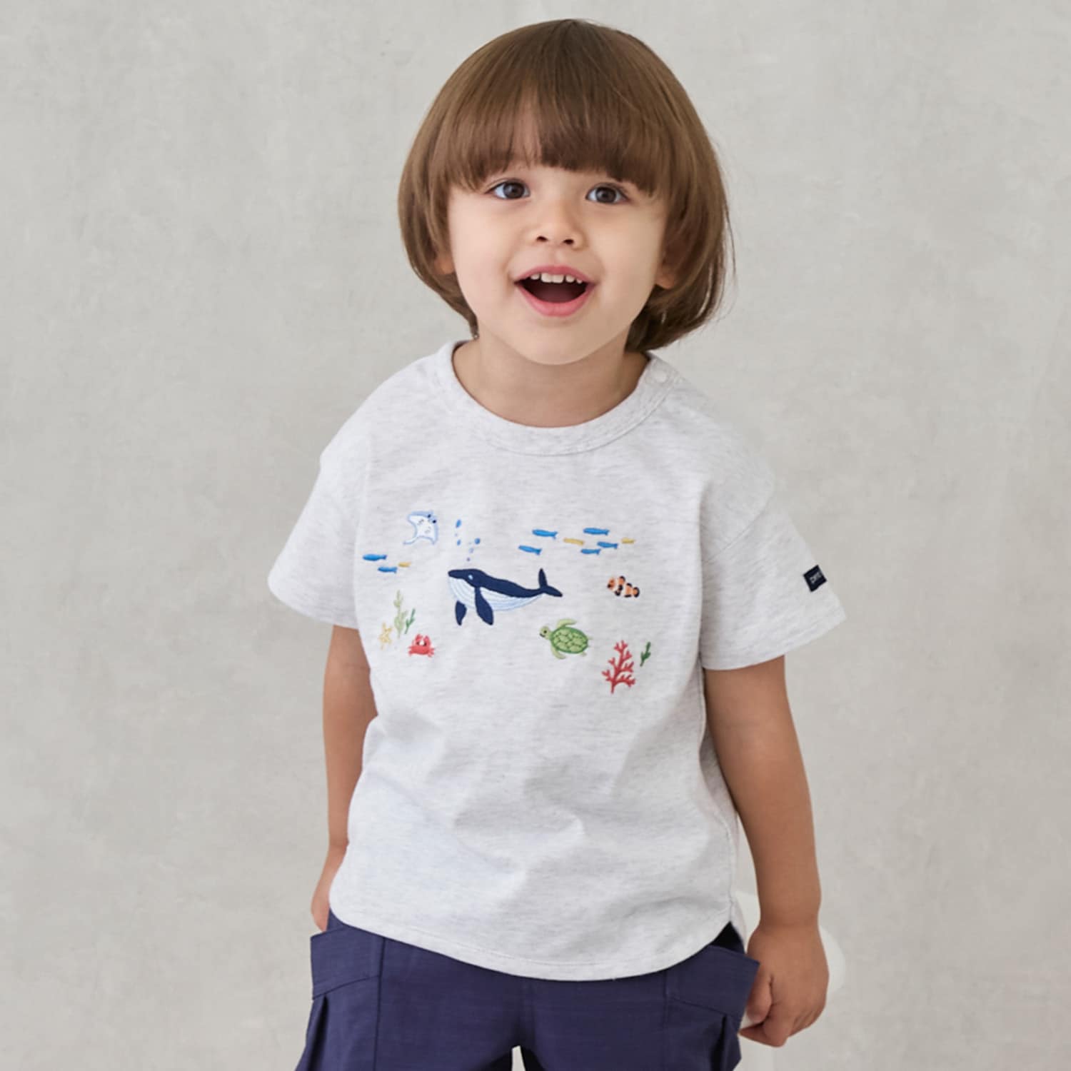 海の生き物刺しゅう半袖Tシャツ