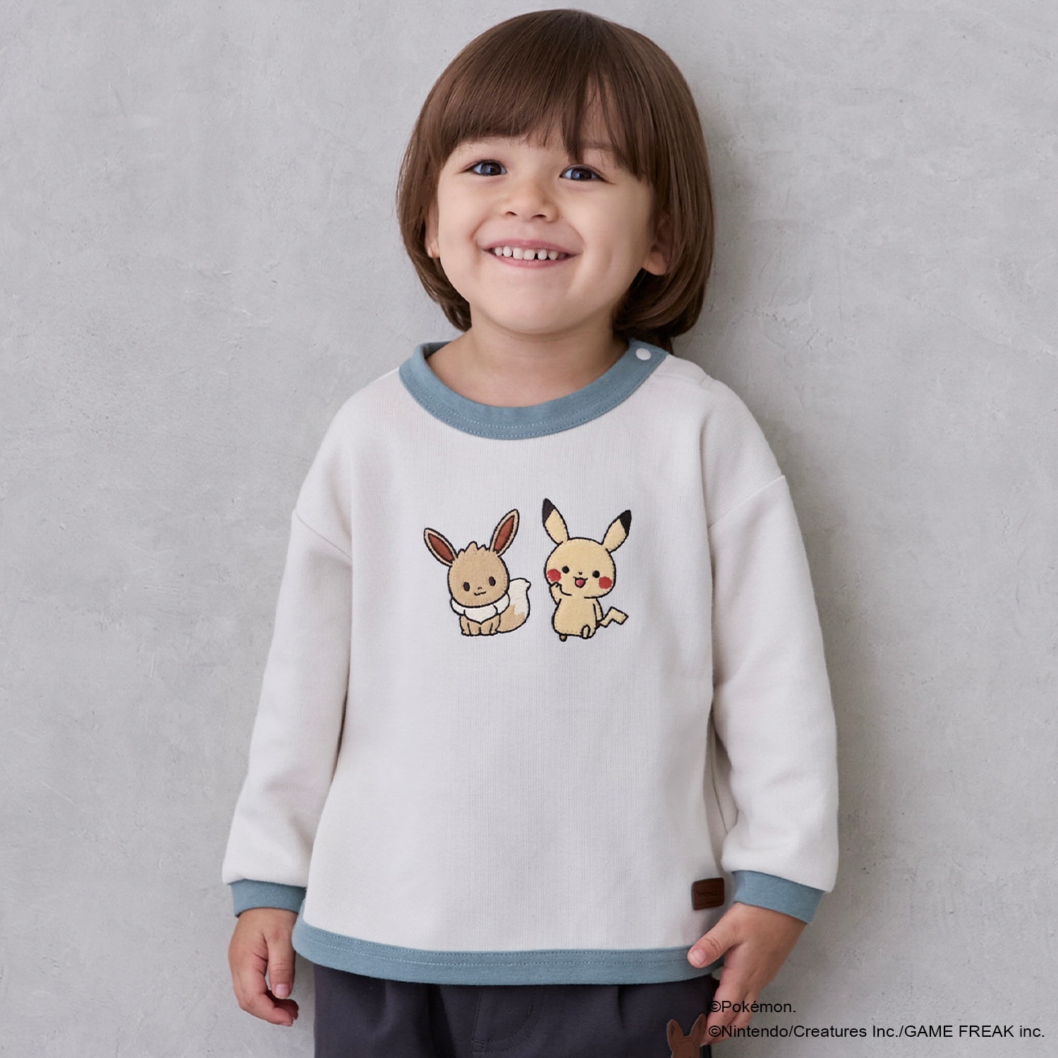 【モンポケ】接結アップリケ長袖T