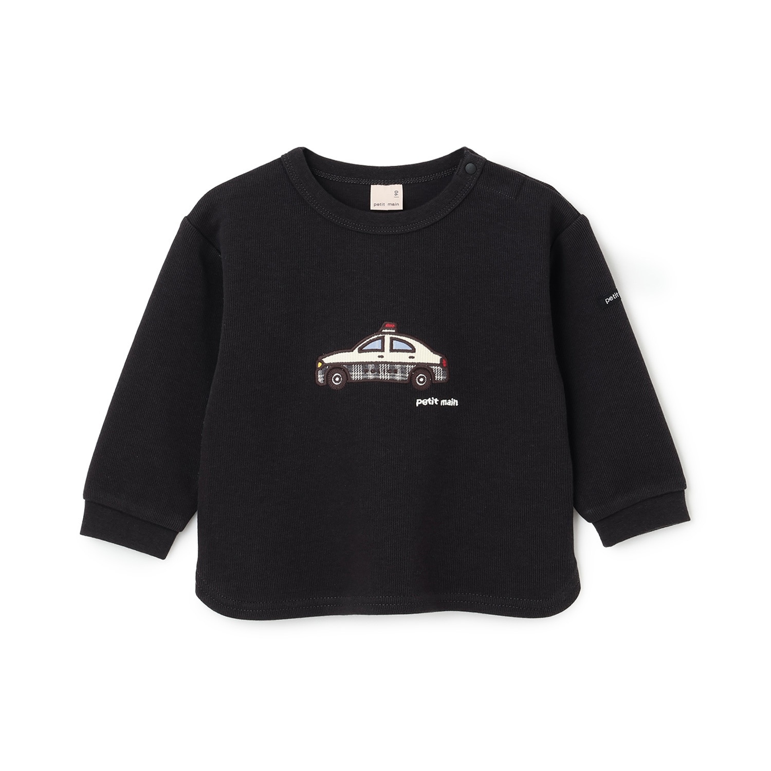 働く車アップリケ接結長袖Tシャツ