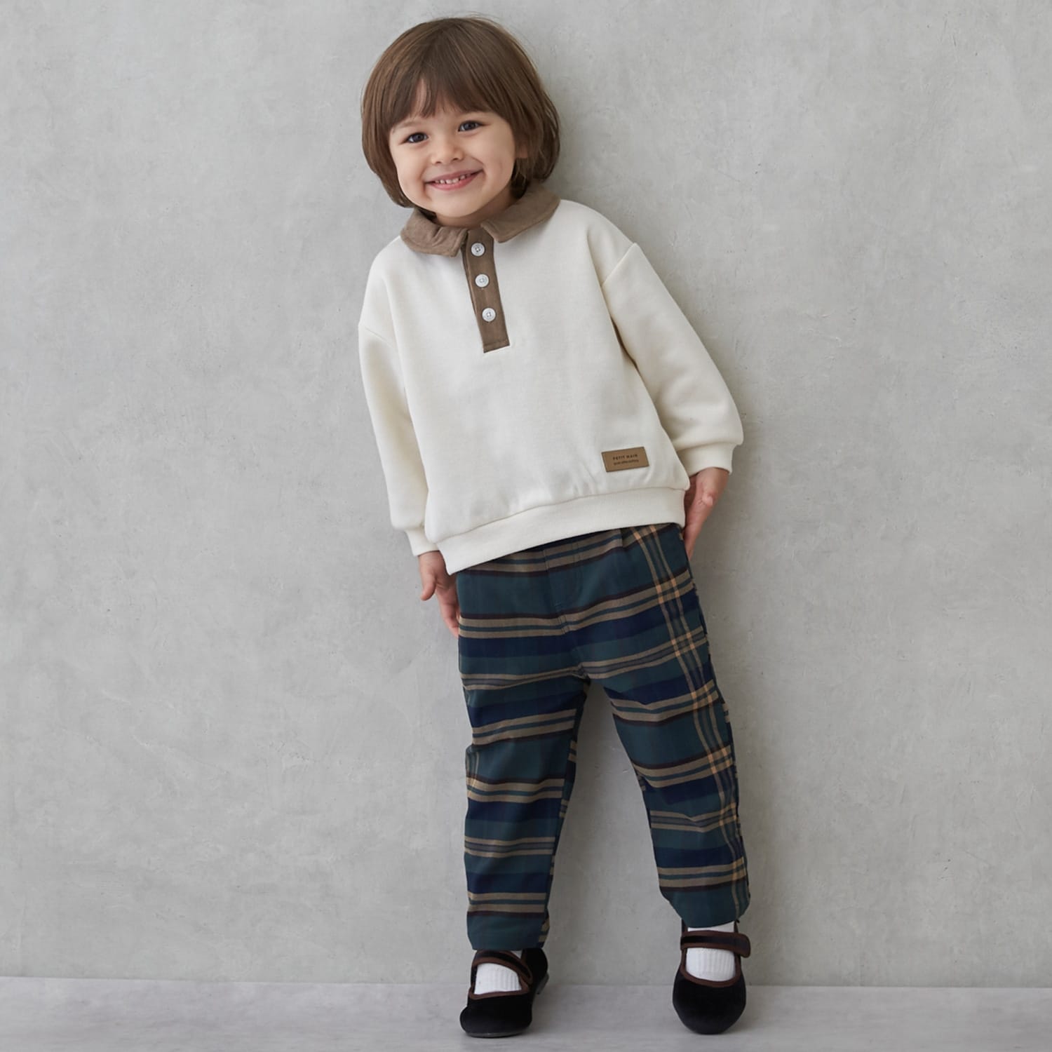 チェックのびのび起毛ストレッチパンツ