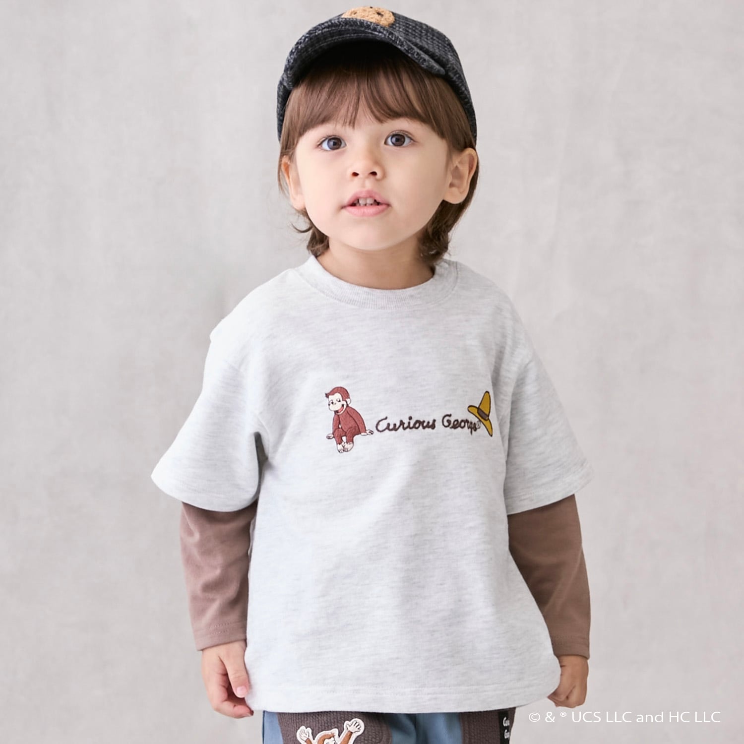 【おさるのジョージ】重ね着長袖トレーナー