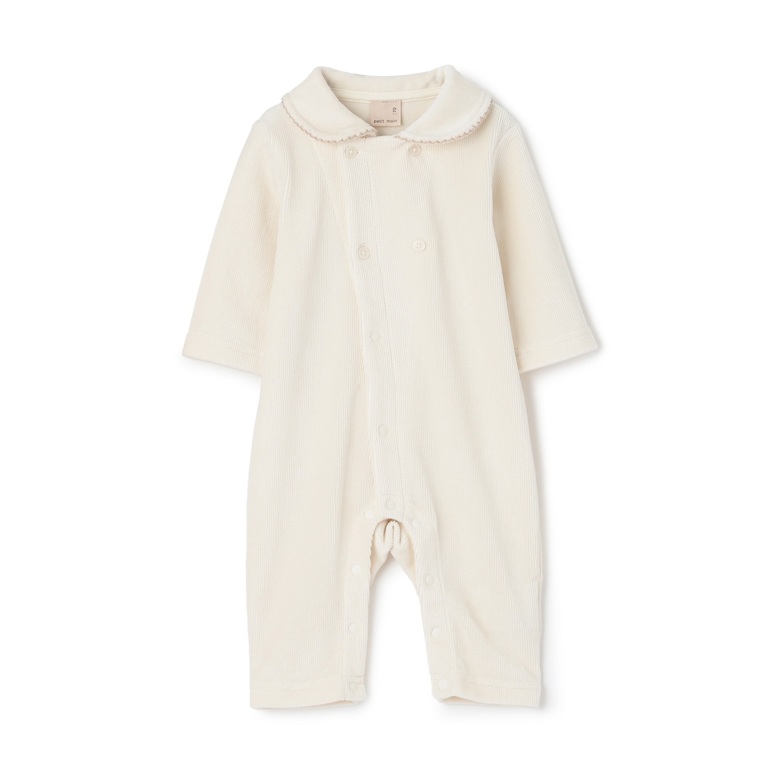 ダブルボタン衿つきカバーオール