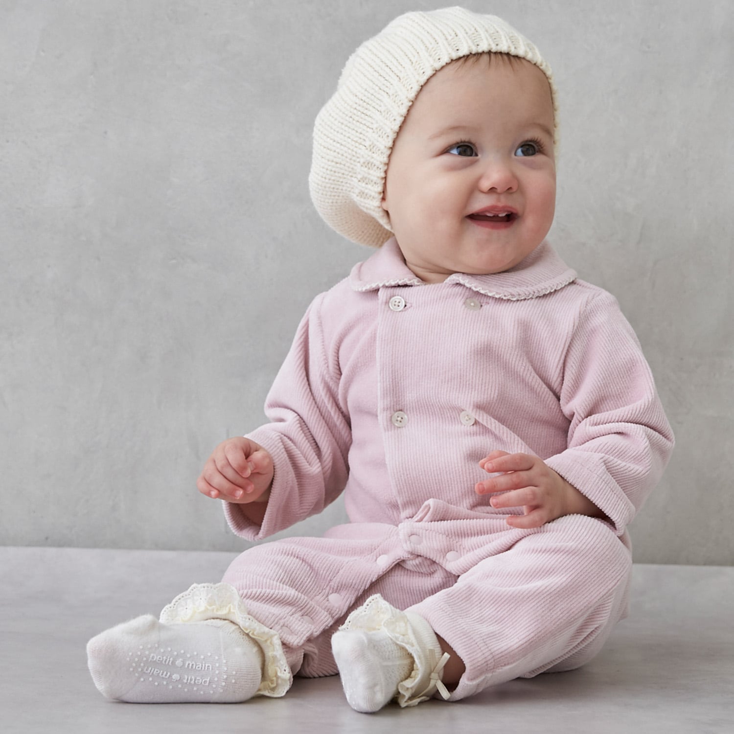 ダブルボタン衿つきカバーオール