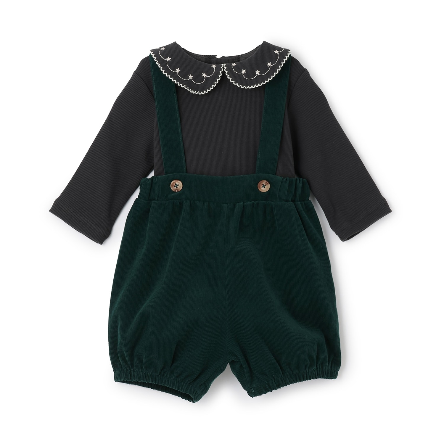 衿刺しゅうサロペットセット