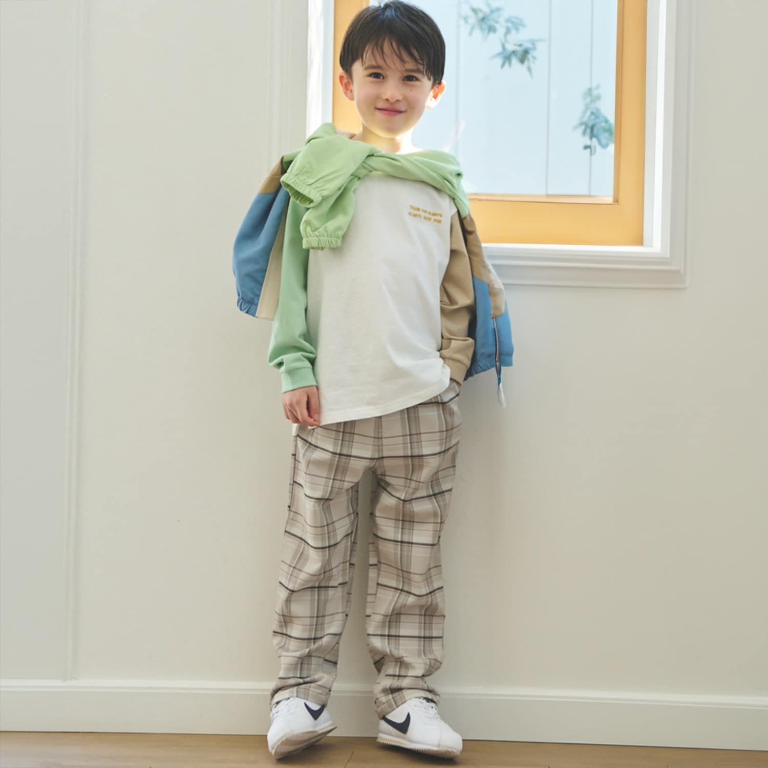 のびのびストレッチチェックパンツ