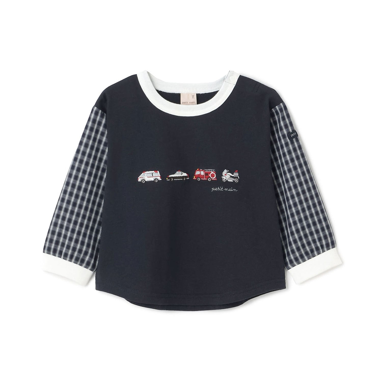 働く車 袖布帛長袖Tシャツ