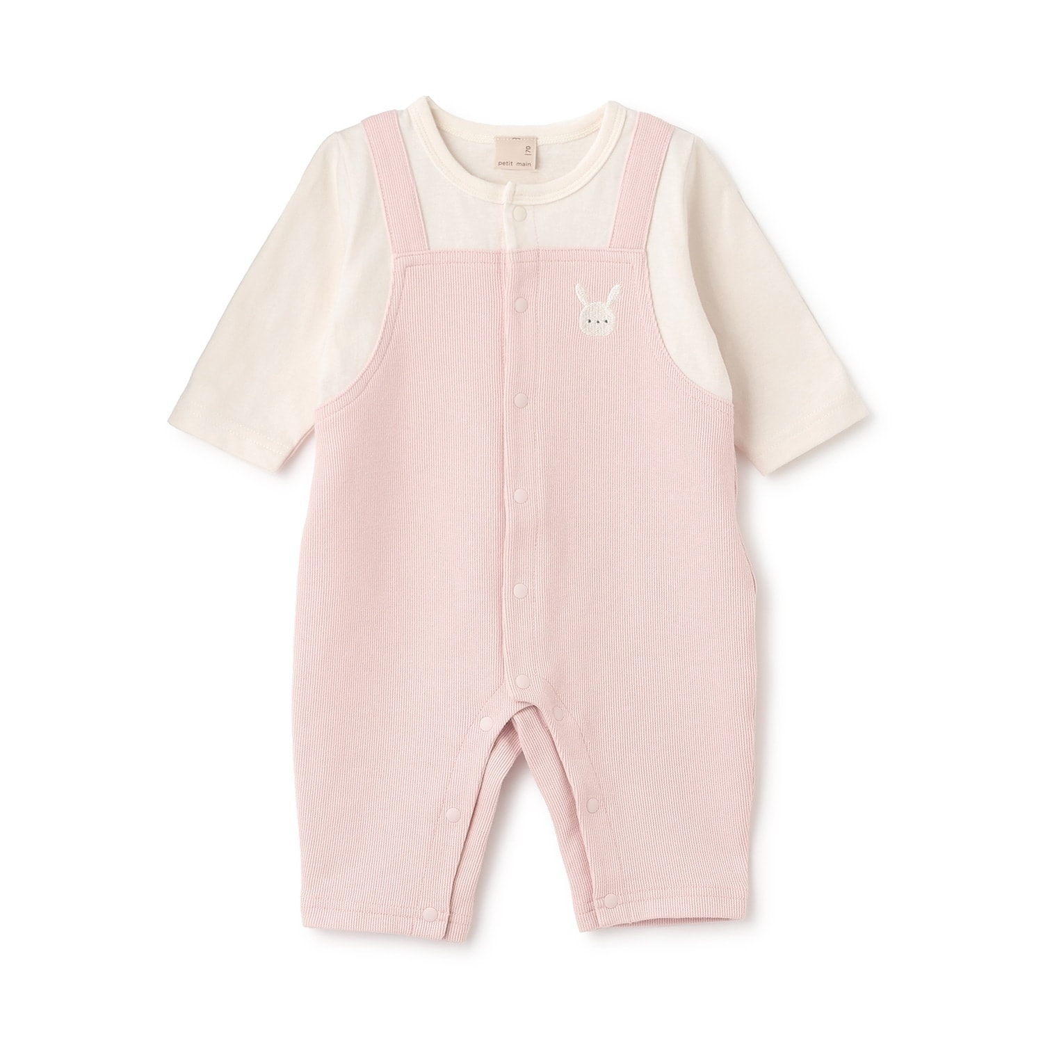 アニマル刺しゅうサロペ風カバーオール