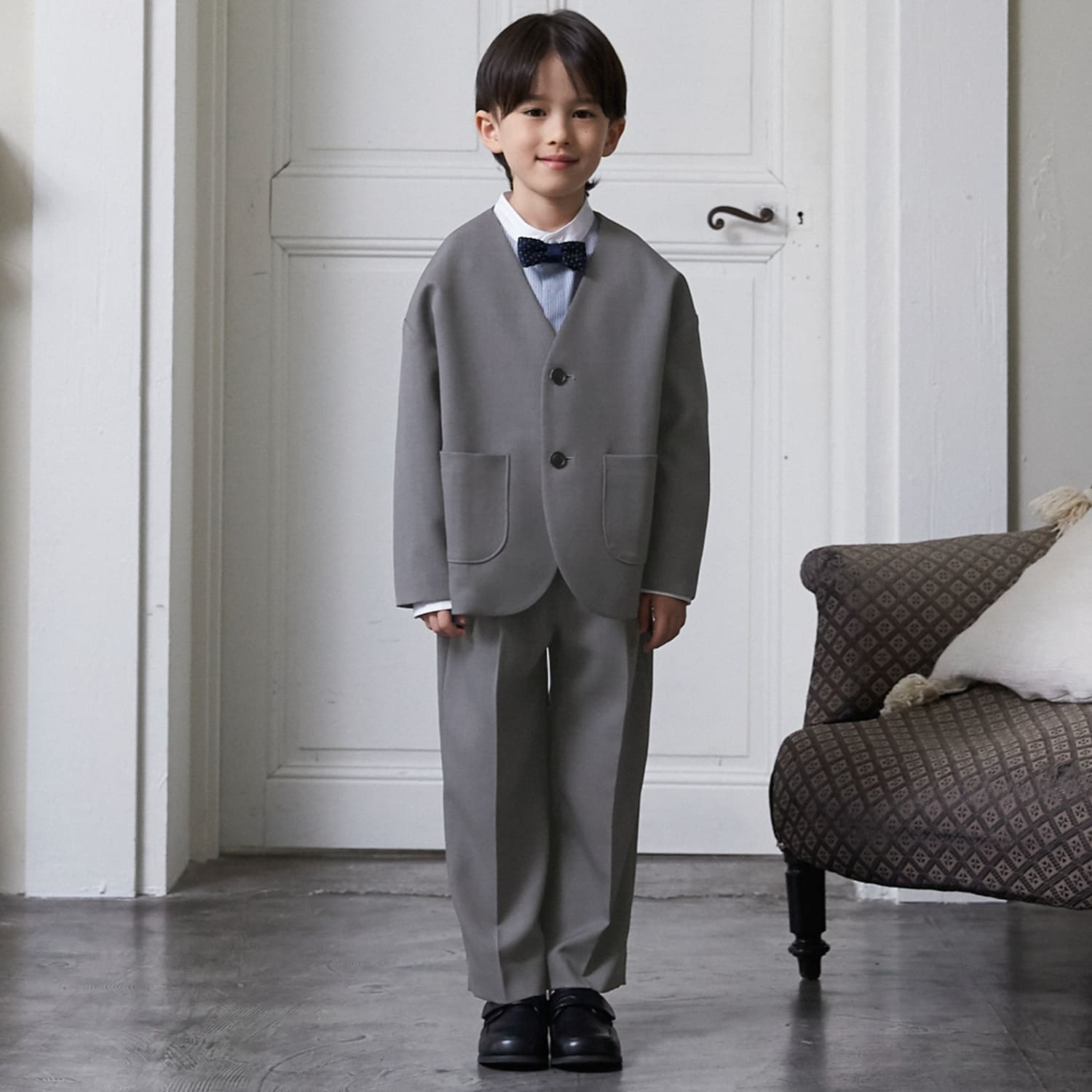 【セミフォーマル】ノーカラーJK+ロングパンツセット