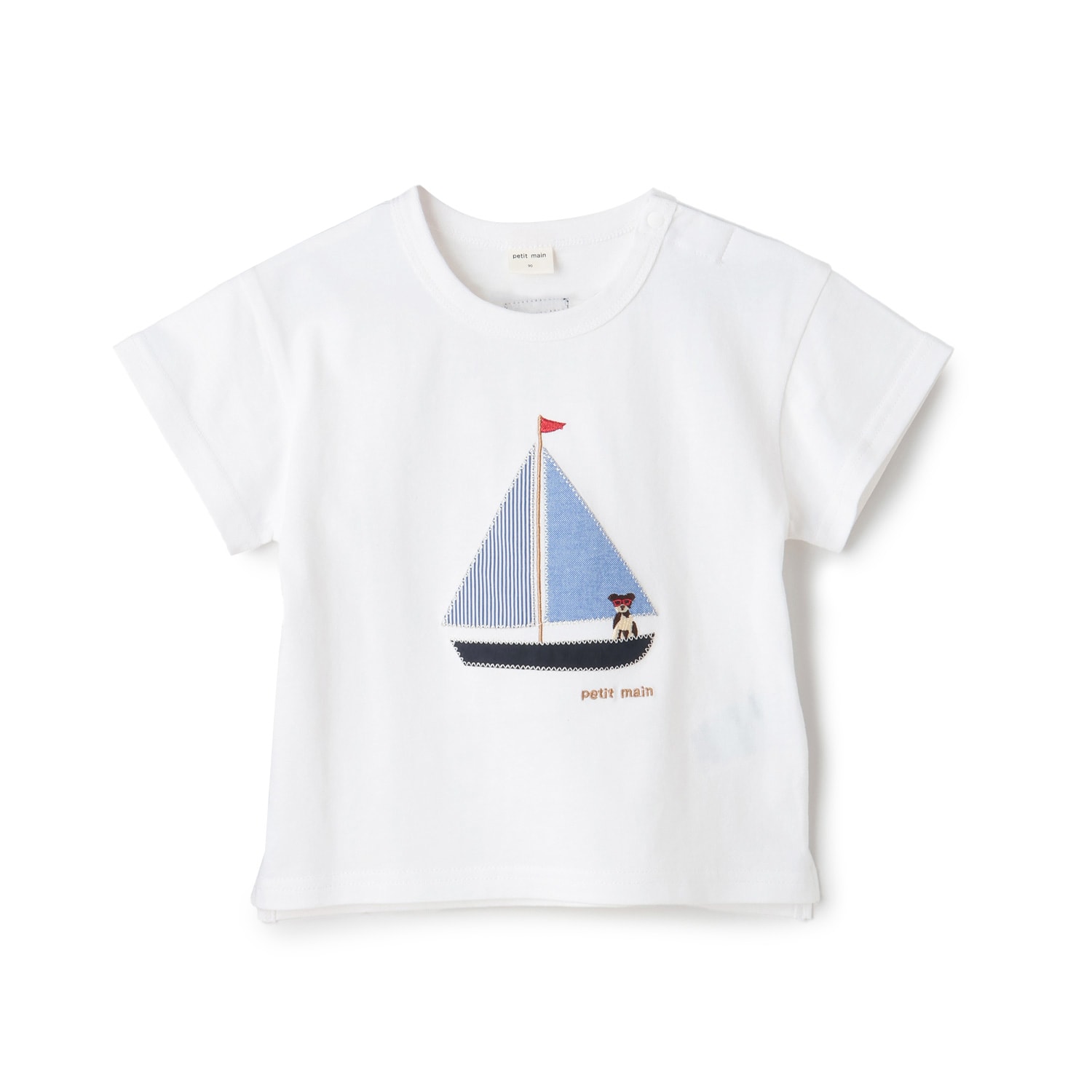 ヨット/車アップリケ半袖Tシャツ