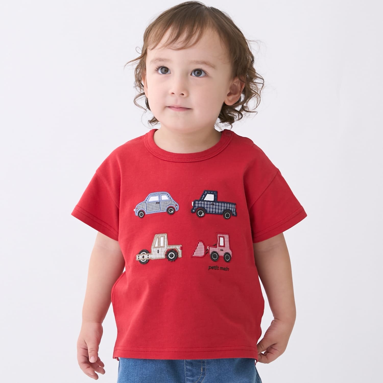 ヨット/車アップリケ半袖Tシャツ