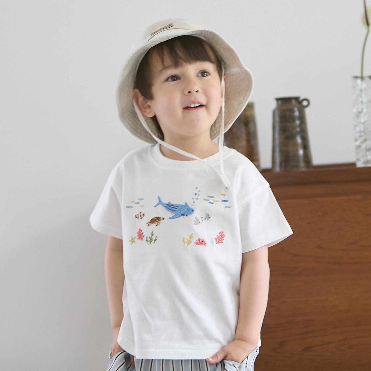 【接触冷感】海の生き物刺しゅうTシャツ