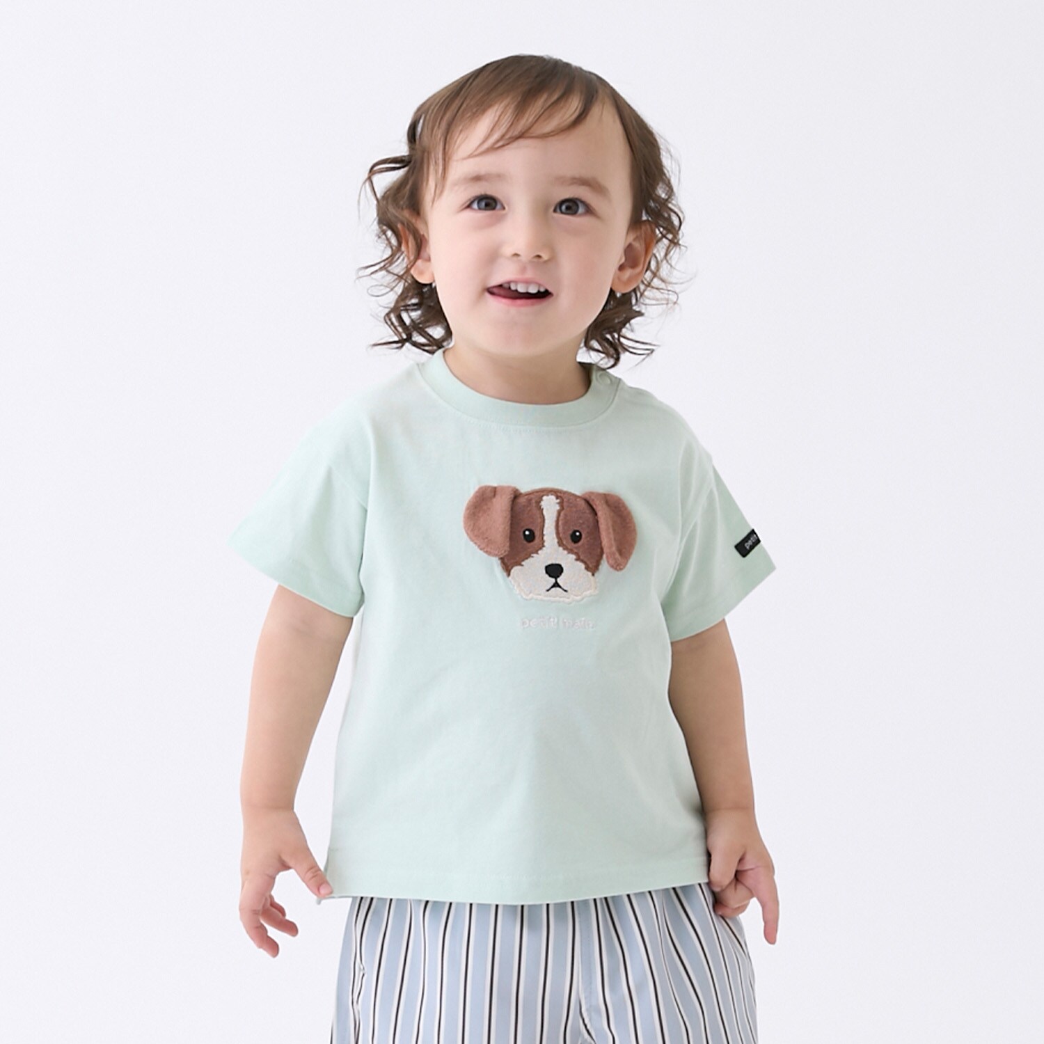 【接触冷感】DOGアップリケ半袖Tシャツ