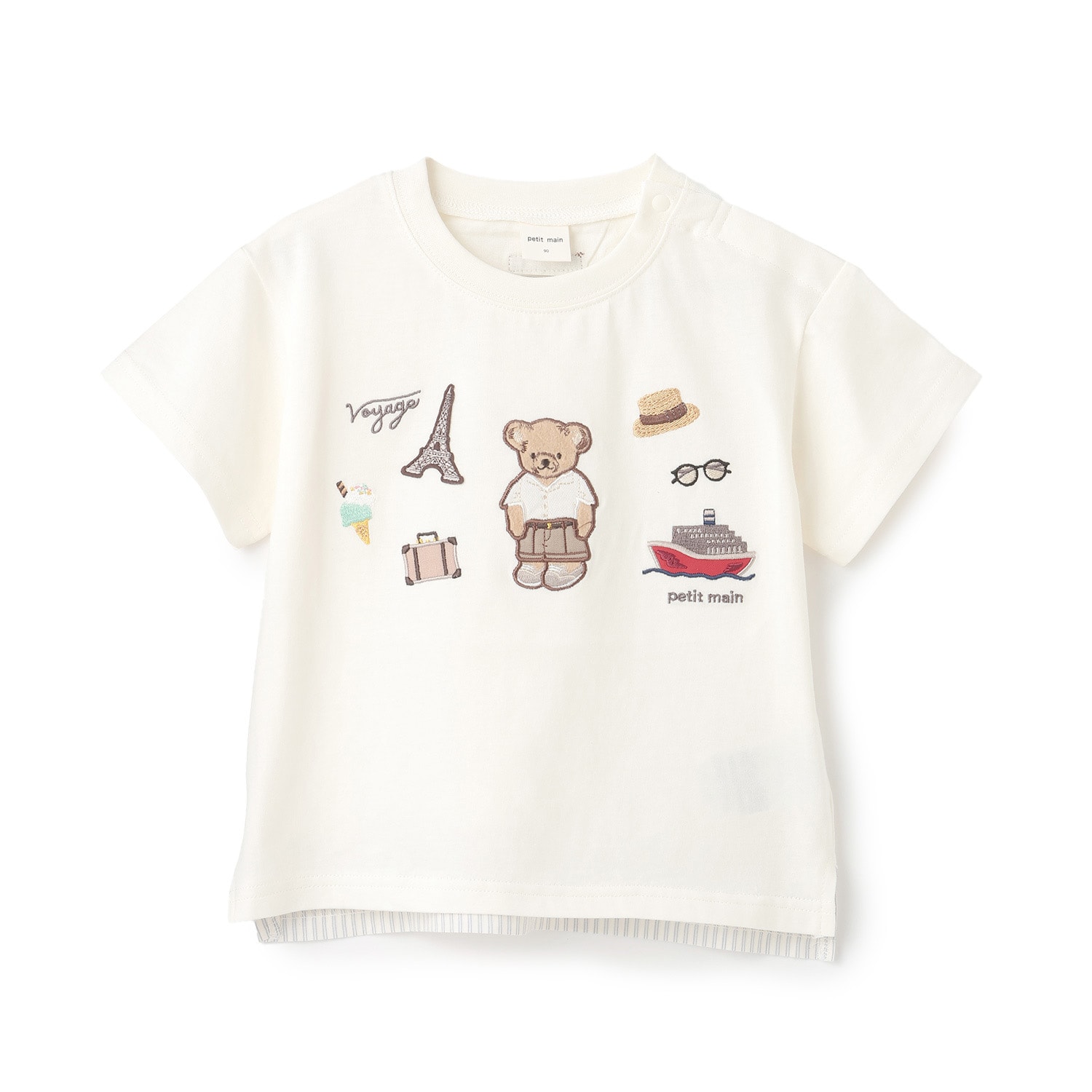 【接触冷感】くま旅アップリケ半袖Tシャツ